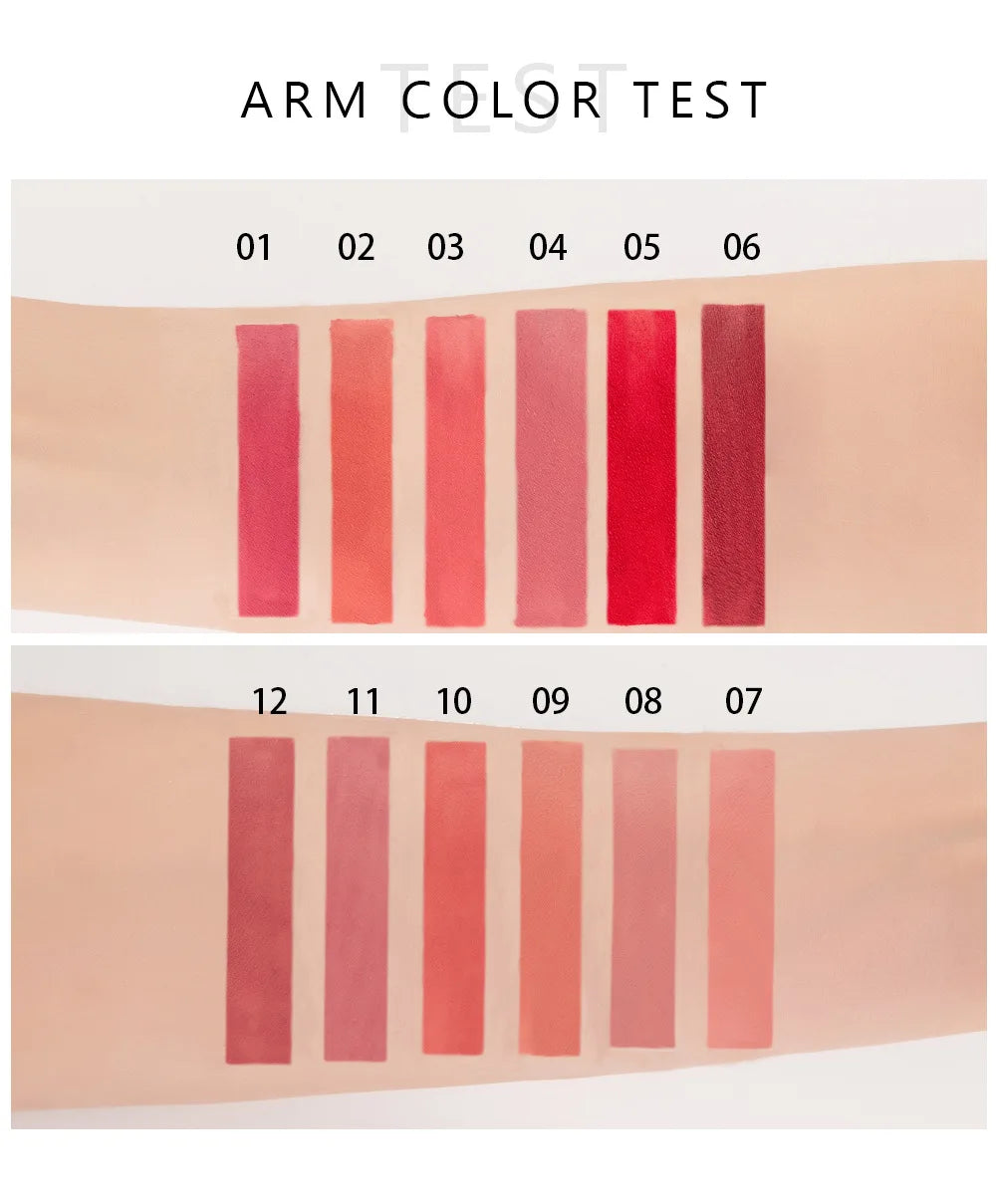 Handaiyan 12 culori luciu de buze mat de lungă durată roșu nud ruj lichid mat rezistent la apă