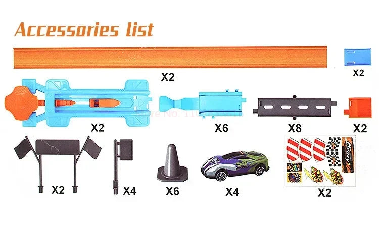 Mașină de curse cu roți, model de pistă de curse, asamblată DIY, kituri de șine, catapulta, mașină de curse, băieți, jucării pentru copii