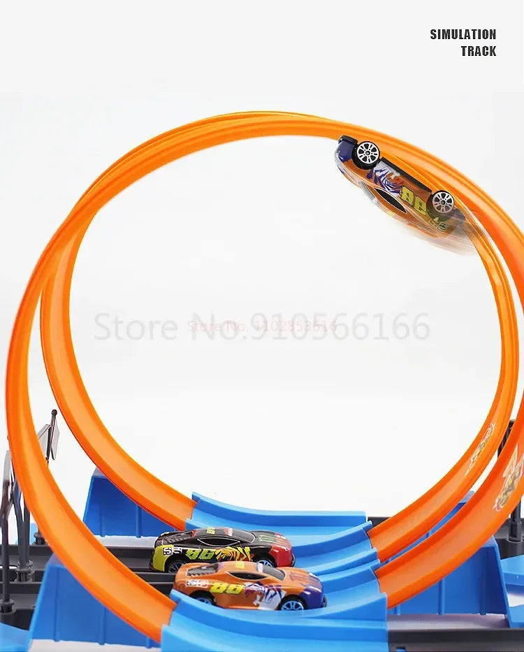 Mașină de curse cu roți, model de pistă de curse, asamblată DIY, kituri de șine, catapulta, mașină de curse, băieți, jucării pentru copii