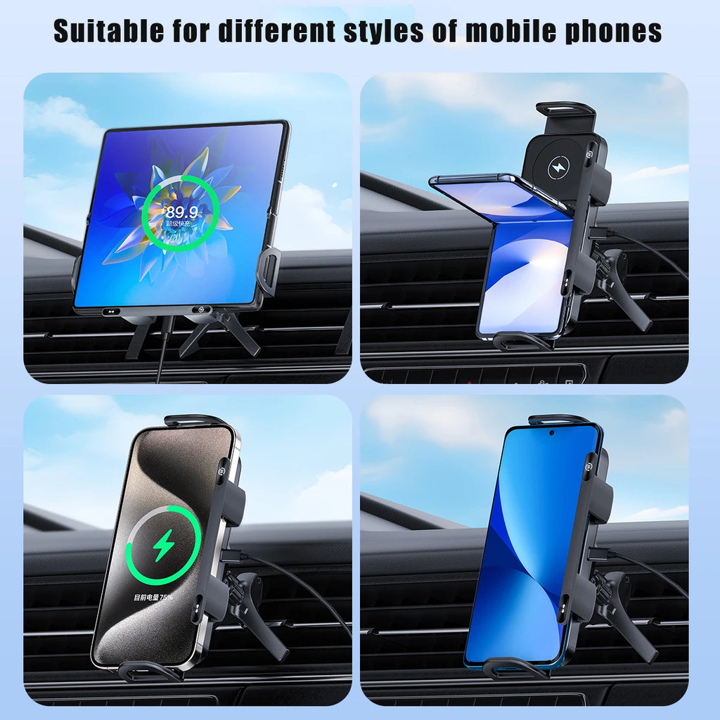 Încărcător wireless auto, suport pliabil pentru ecran, încărcare rapidă , suport pentru telefon