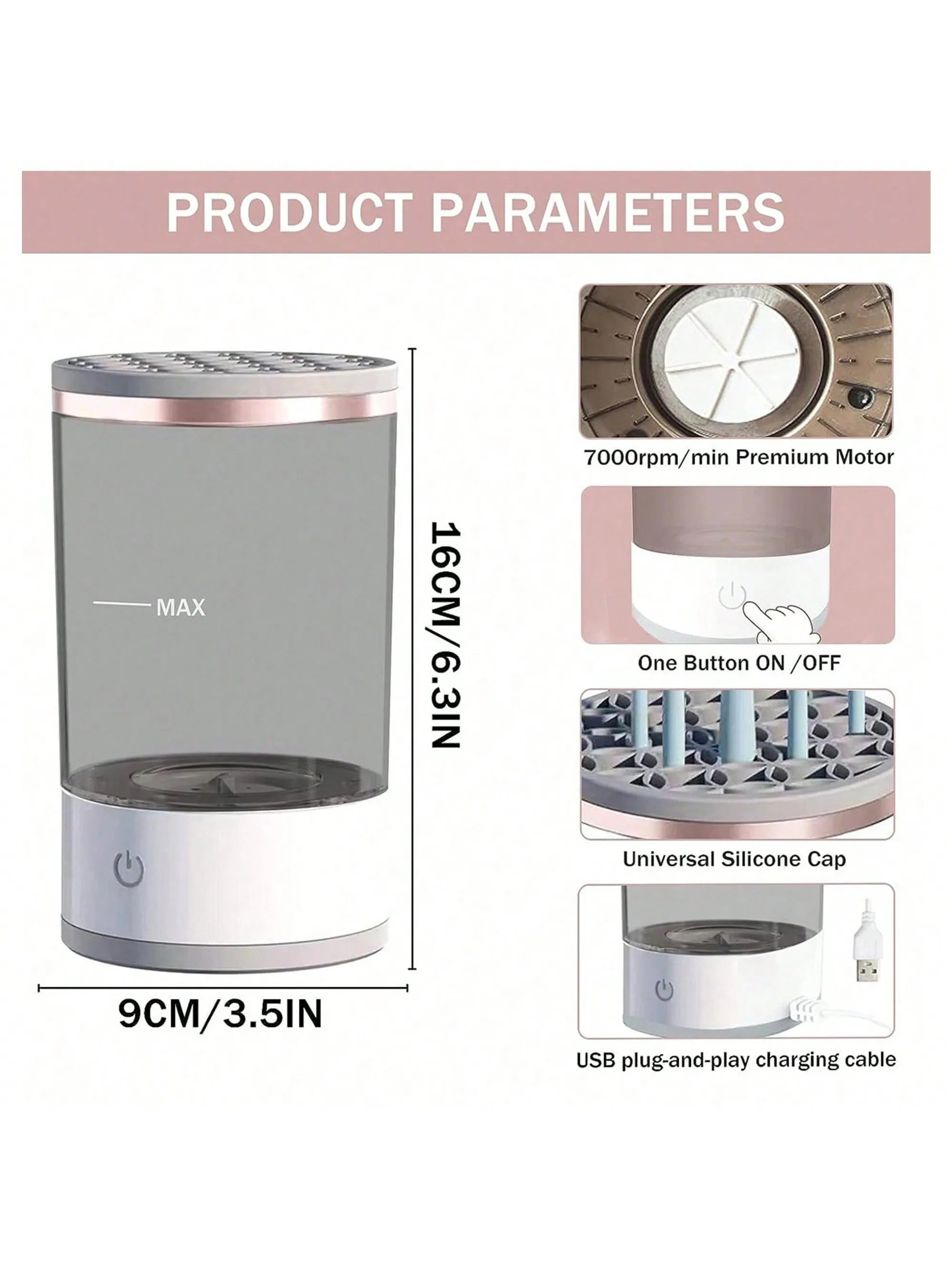 Aparat electric de curățat pensule de machiaj