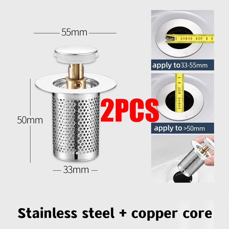 Dop de lavoar anti-miros Pop-Up Bounce Core bazin dop păr Catcher duș chiuvetă sita oțel inoxidabil filtru Bouncing Core
