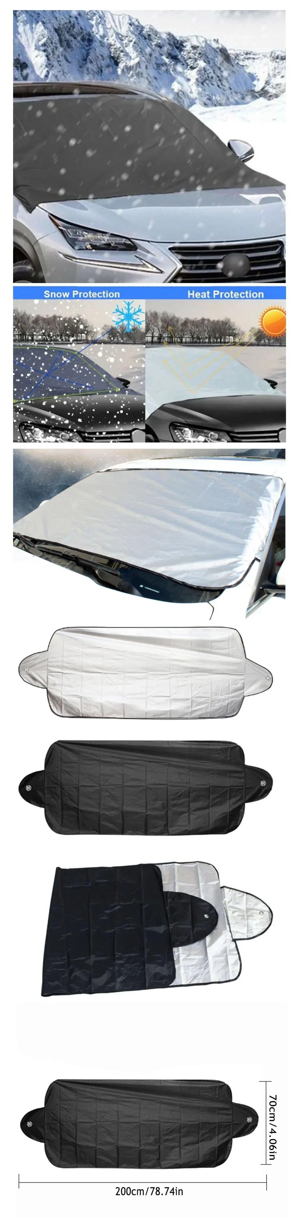 Husa de protecție pentru parbriz împotriva zăpezii, gheții, prafului și înghețului cu ventuze accesoriu pentru vehicul